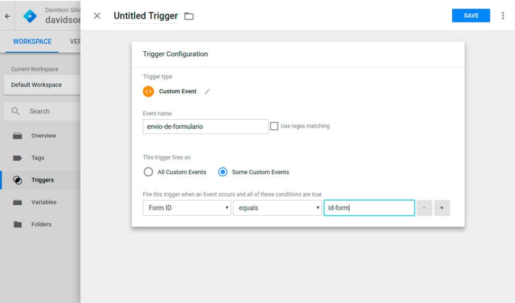 Configurando o gatilho do contact form 7